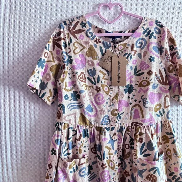 Princess Highway doodle print button up smock dress NWT size US6 - Picture 1 of 3